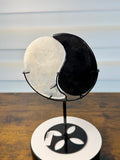Obsidian & Clear Quartz Yin Yang with Custom Stand – $55