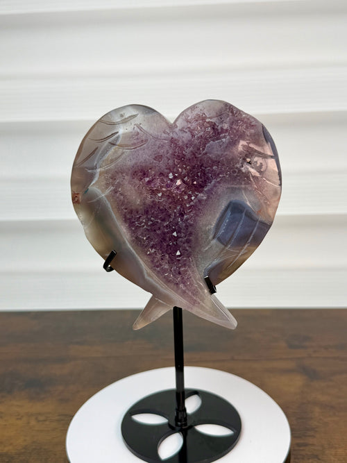 Blue Agate w/Amethyst Heart