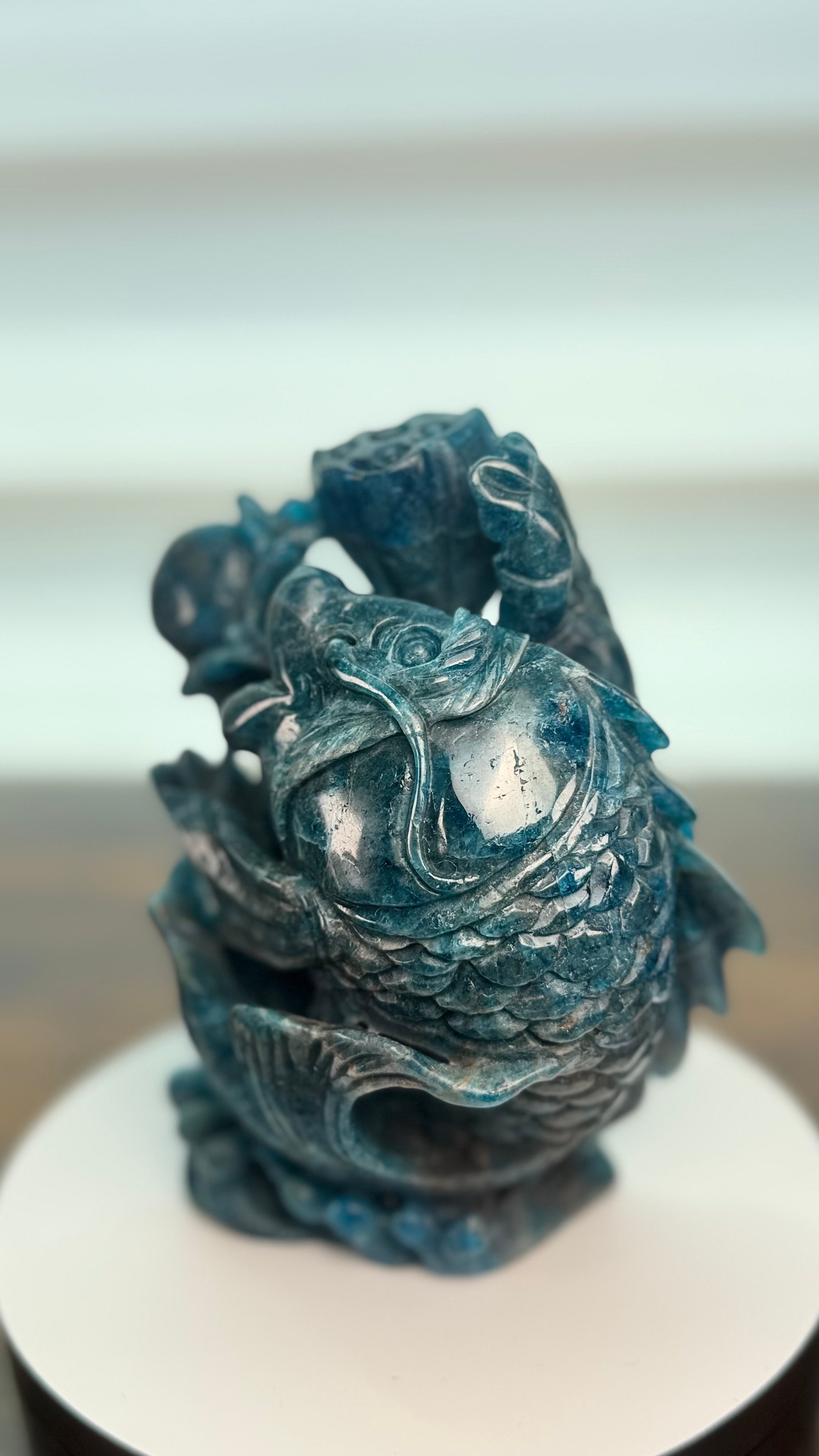 🐟 Beautifully Carved Blue Apatite Fish – $125