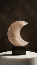 Champagne quartz crescent with bronze base