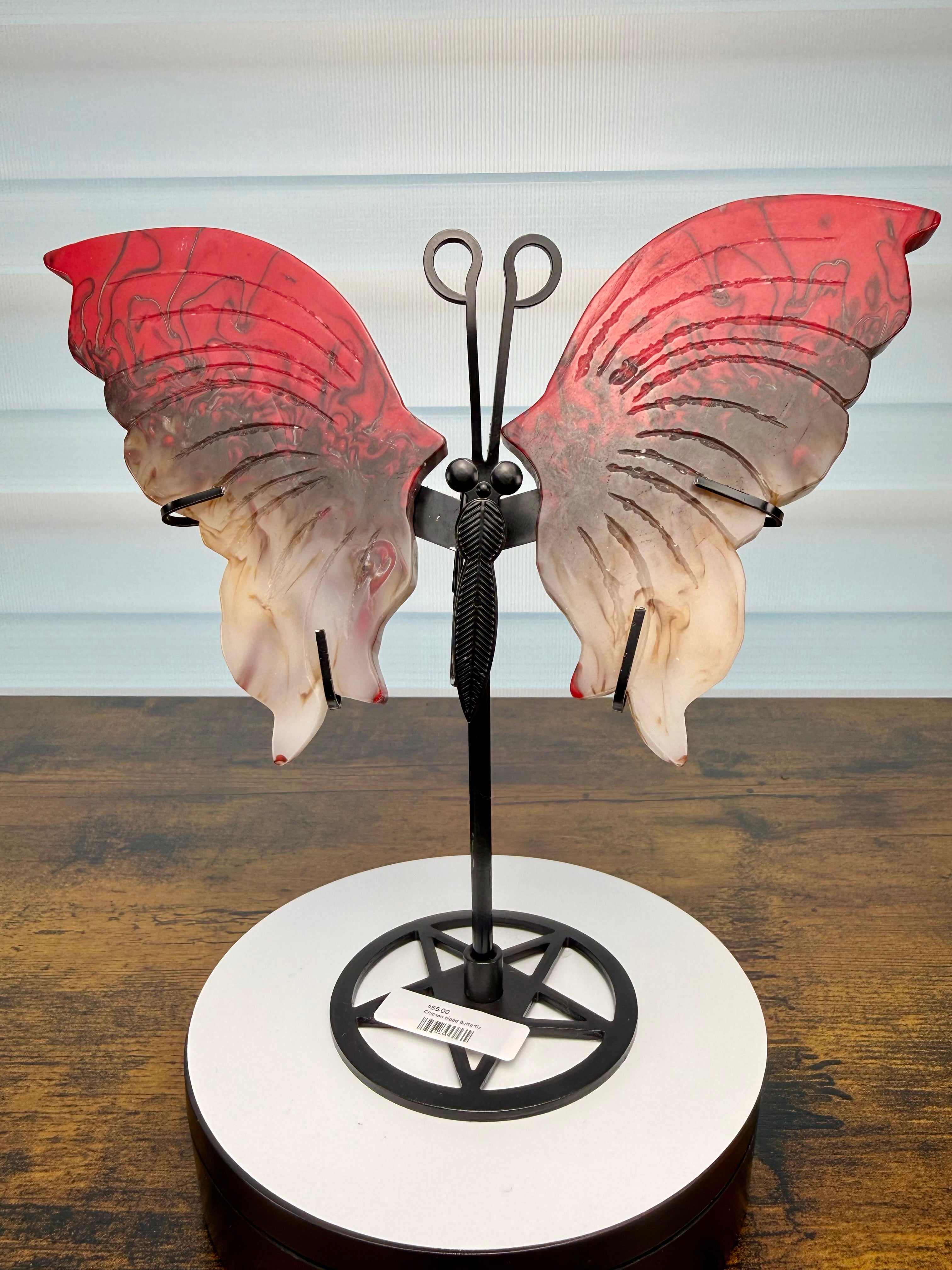 🦋 Chicken Blood Stone-Inspired Butterfly Wings – $55
