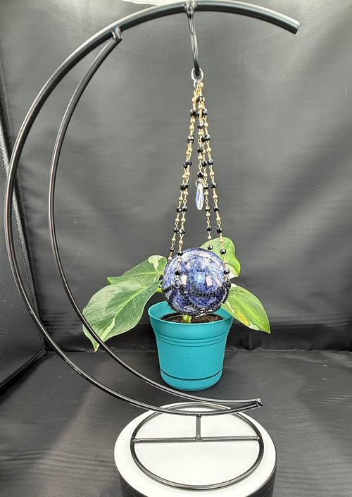Black Iron Moon Stand with Sodalite Sphere