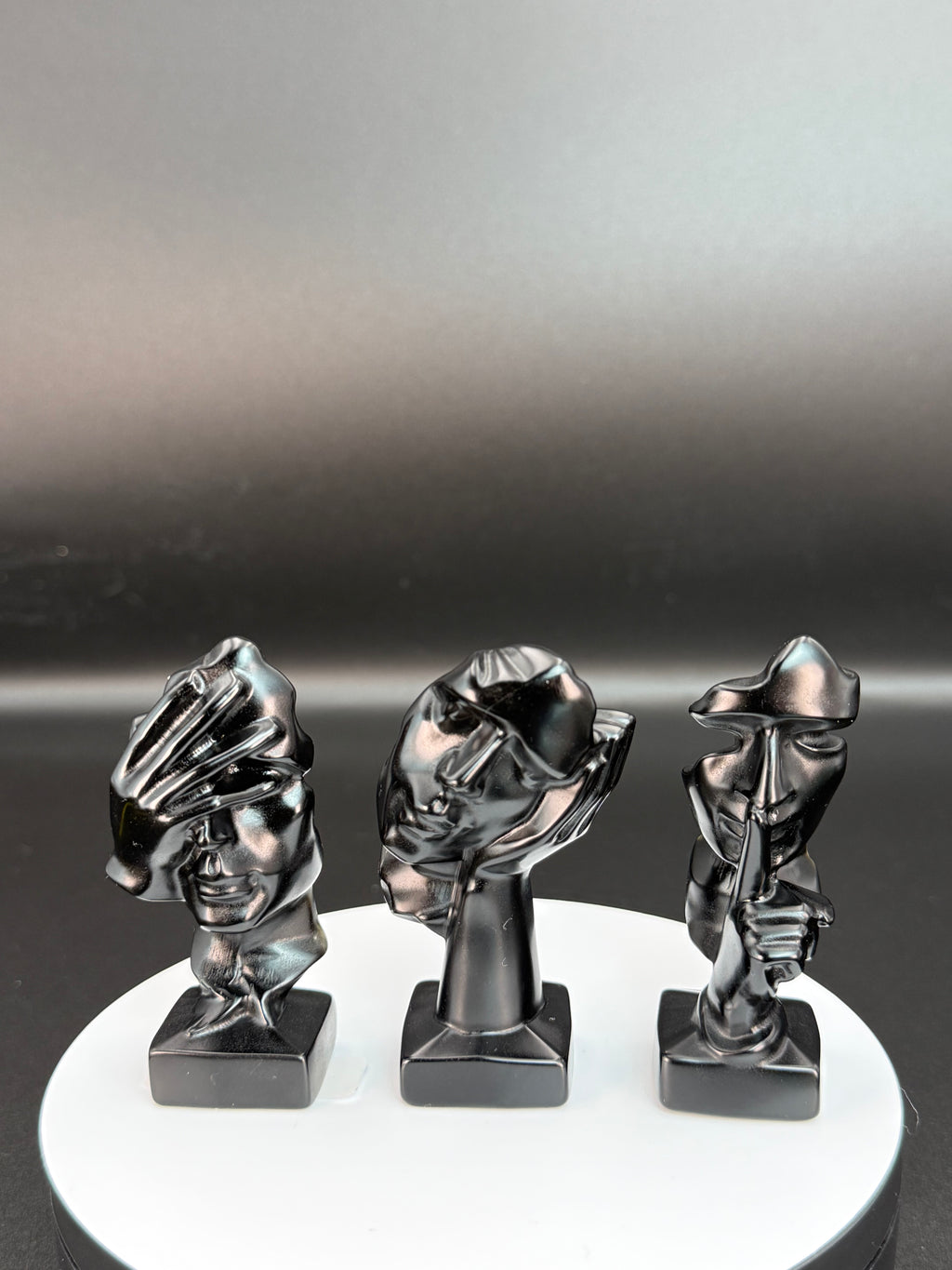 🐵 3-Piece Obsidian “Speak No Evil, Hear No Evil, See No Evil” Set – $50