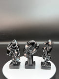 🐵 3-Piece Obsidian “Speak No Evil, Hear No Evil, See No Evil” Set – $50