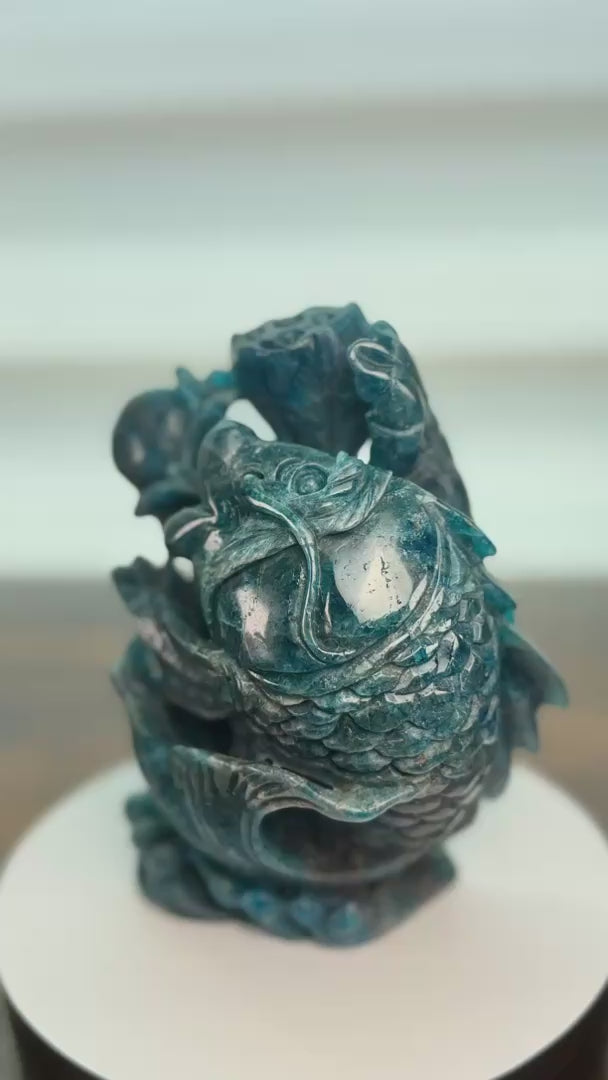🐟 Beautifully Carved Blue Apatite Fish – $125