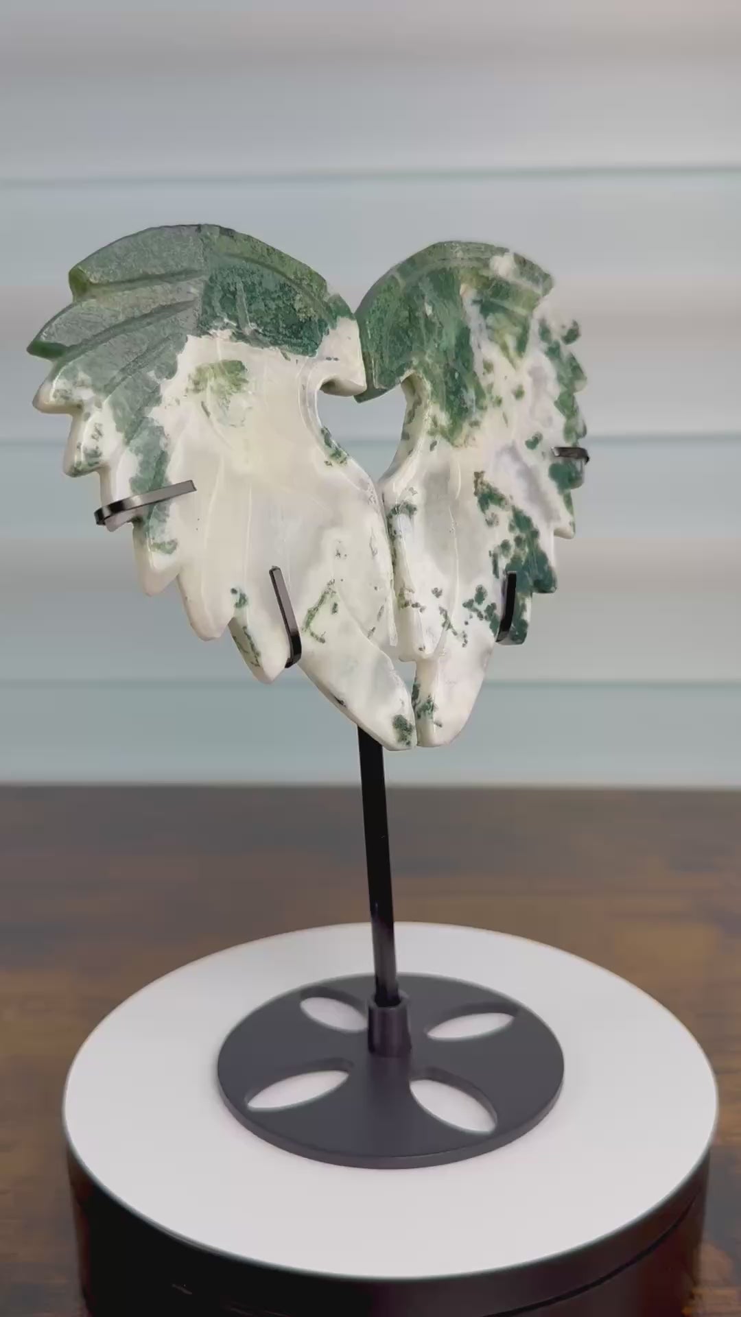🪽 Moss Agate Heart Wings – $55