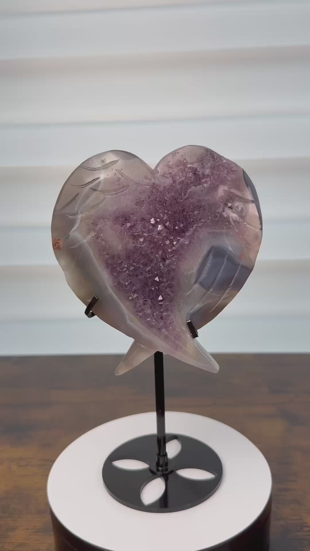 Blue Agate w/Amethyst Heart